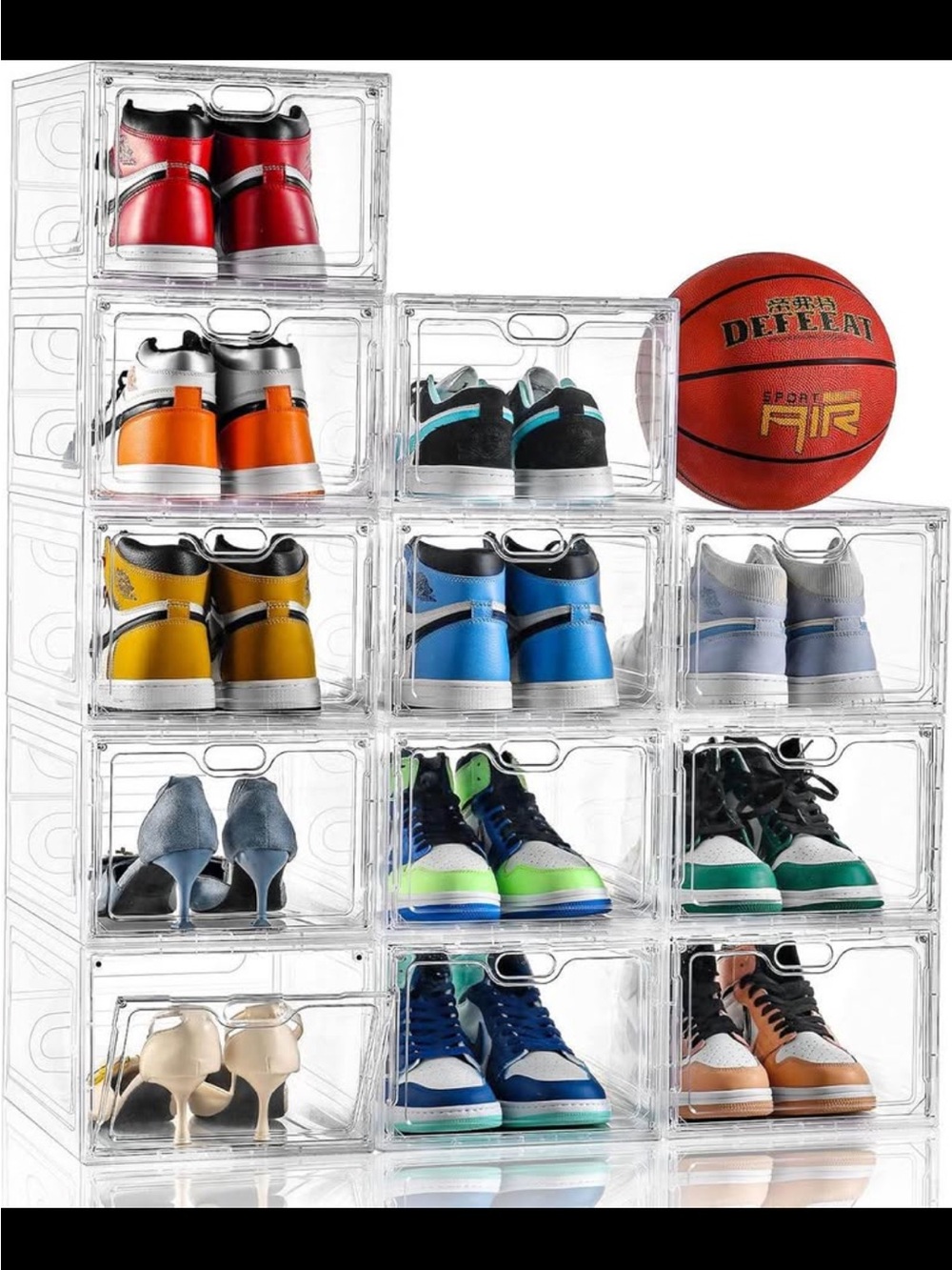 Clear Stackable Shoe Storage Boxes - Transparent Organizer Magnetic